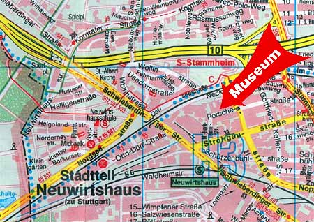 EMan's Travels - Map to the Porsche Museum in Zuffenhausen